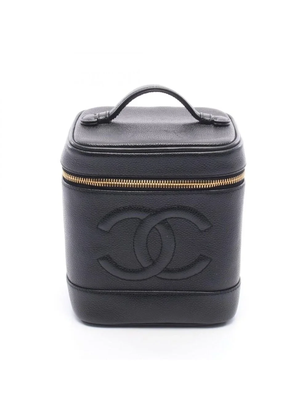 Chanel Handbag CC Logo Black Caviar Leather